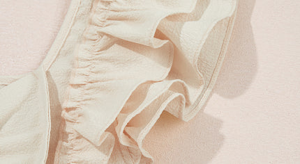 Beige Textured Bow Knot Frilled Butterfly Sleeve Blouse