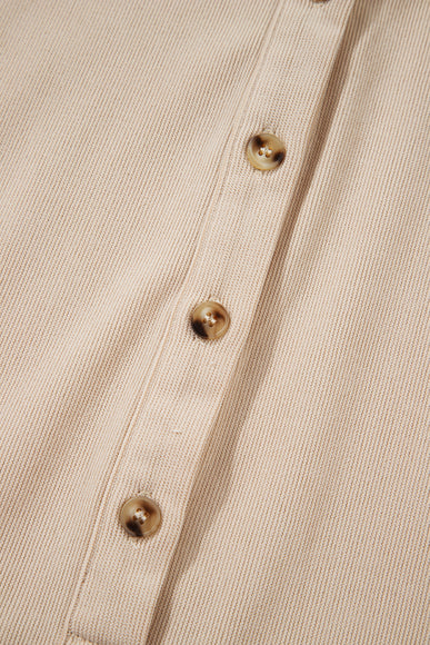 Oatmeal Corduroy Half Button Collared Long Sleeve Mini Dress