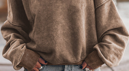 Brown Drop Shoulder Crew Neck Pullover Sweatshirt