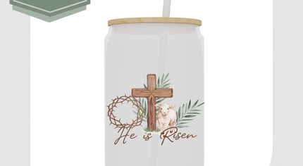 He Is Risen- Frosted Glass Cup