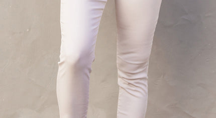 White Plain High Waist Buttons Frayed Cropped Denim Jeans