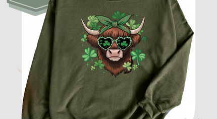 St Patrick's Day Highland Cow