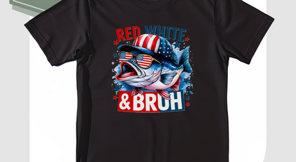 Red, White & Bruh Fishing T-Shirt – Patriotic Graphic Tee for 4th of July