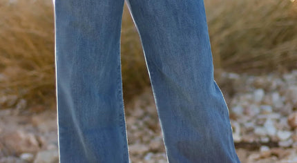 Ashleigh Blue Multi Buttons High Waist Wide Leg Jeans With Pockets
