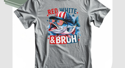 Red, White & Bruh Fishing T-Shirt – Patriotic Graphic Tee for 4th of July