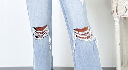 Beau Blue Light Wash Distressed Flare Jeans