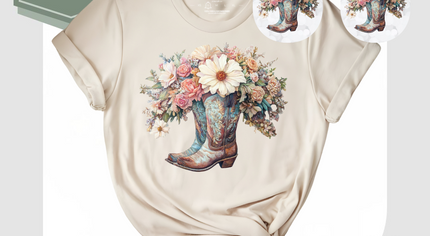Floral Boot T-Shirt & Matching Earrings Set