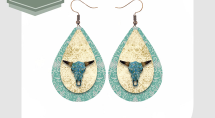 Teal Longhorn Earrings