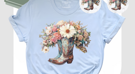Floral Boot T-Shirt & Matching Earrings Set