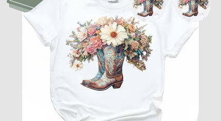 Floral Boot T-Shirt & Matching Earrings Set