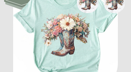 Floral Boot T-Shirt & Matching Earrings Set