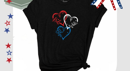 Red White Blue Heart T-Shirt – Patriotic 4th of July Tee – Minimalist Americana Graphic Shirt – Southern Style USA Apparel