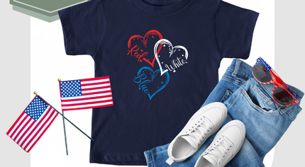 Red White Blue Heart T-Shirt – Patriotic 4th of July Tee – Minimalist Americana Graphic Shirt – Southern Style USA Apparel