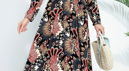 Black Floral Print V Neck Wrap High Waist Maxi Dress