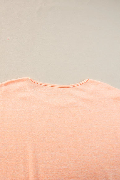 Apricot Pink Button Detail Batwing Sleeve Casual Tee