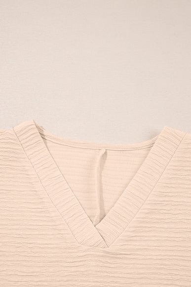 Apricot Textured V Neck T Shirt and Shorts Set