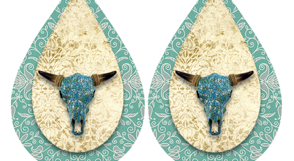 Teal Longhorn Earrings