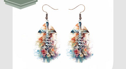 Floral Faith Cross Earrings