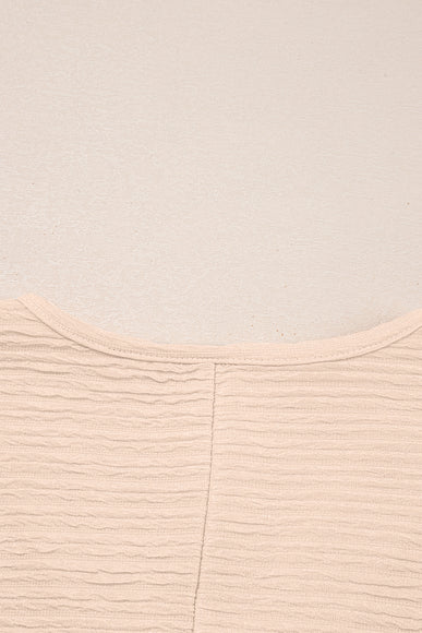 Apricot Textured V Neck T Shirt and Shorts Set