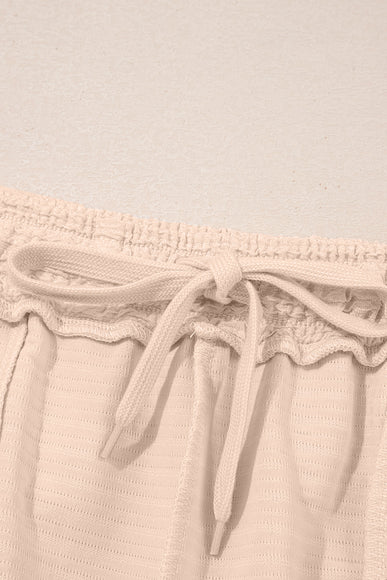 Apricot Textured V Neck T Shirt and Shorts Set